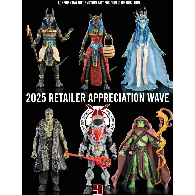 

In Stock, Four Horsemen Thank You Wave 2025: Anubis, Bastet, Basilisk, Frankenstein, Articulated Action Figures for Collection