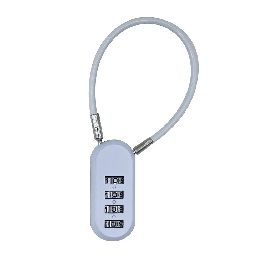 Zinc alloy 4 Digit Password Lock Wire Rope Padlock Dormitory Cabinet Lock Anti-theft Luggage Combination Lock for Home&Travel