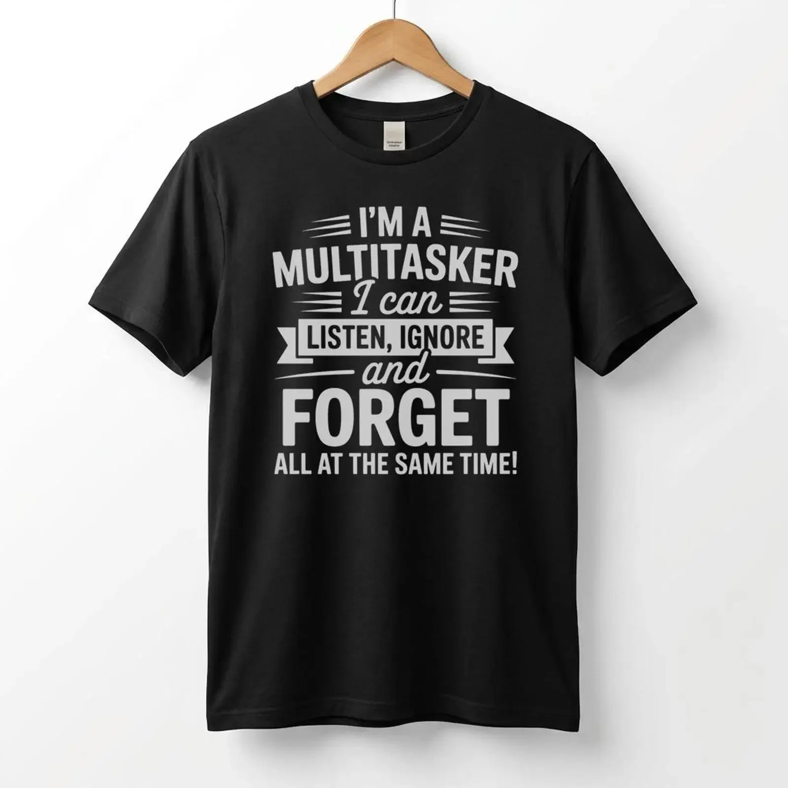 T-shirt humoristique « I am a Multitasker Can Listen Ignore » – Style vintage délavé, confortable, unisexe, décontracté
