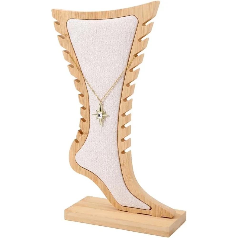 

1 комплект, подставки для ножных браслетов в форме ног, деревянный держатель для ожерелья, витрина для хранения ног, подставка для демонстрации ювелирных изделий на щиколотке