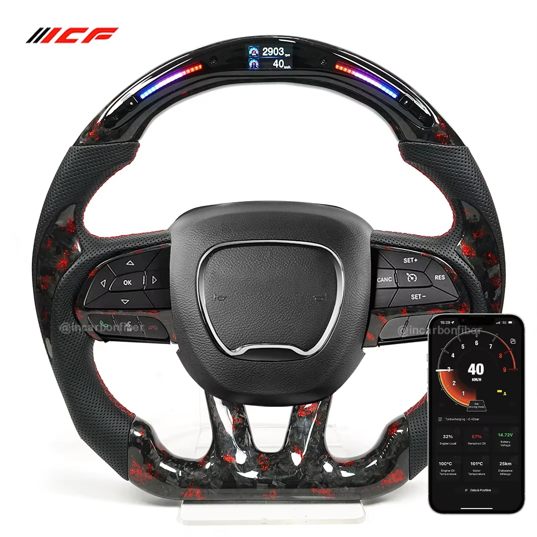 

ICF 100% Carbon Fiber Leather Car Steering Wheel Perforated Leather For Dodge Customization of Various Colors