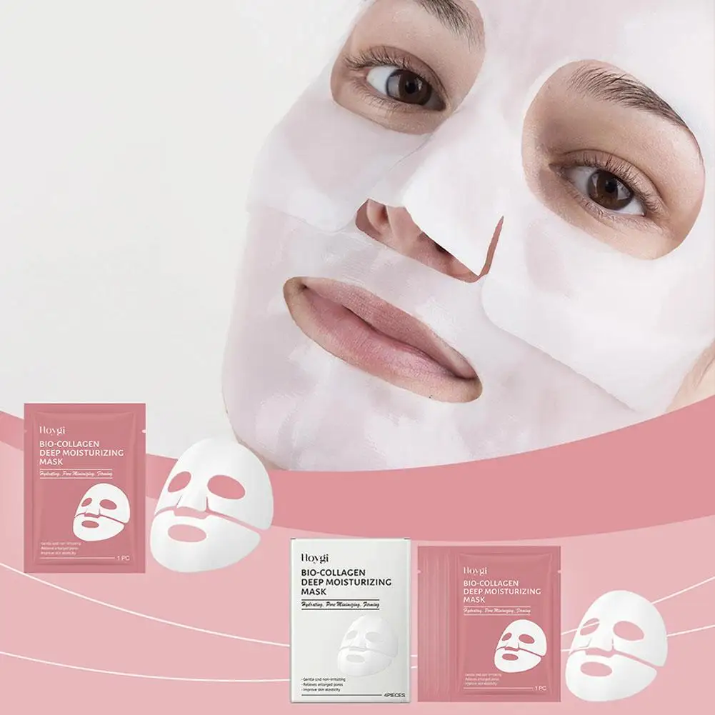 1/4pc Collagen Real Deep Mask Anti-Wrinkle Lifting Face Mask With Hydrolyzed Collagen Collagen Reverse Film Volume Peel Off Mask