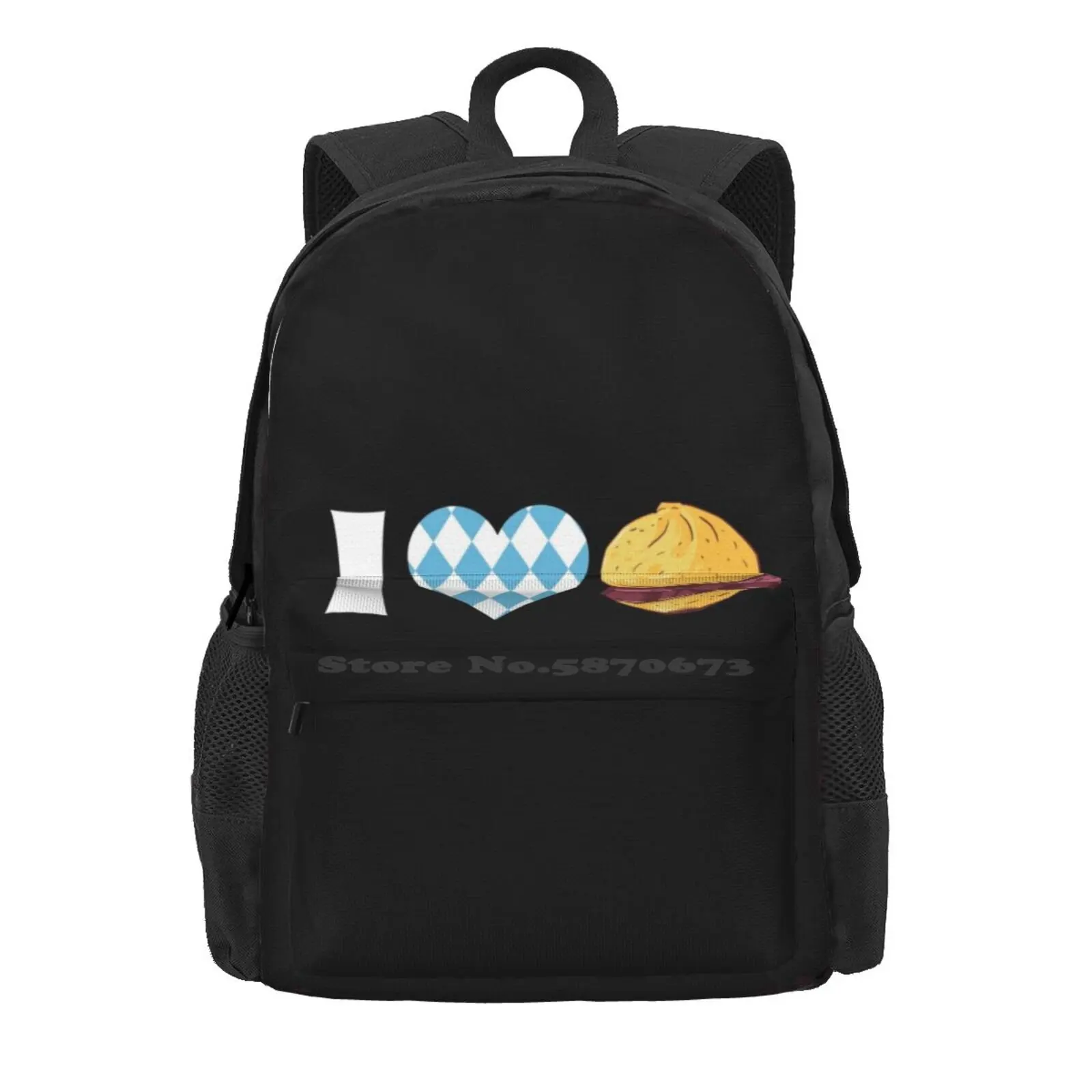 Bavaria Design With Liver Cheese Hot Sale Schoolbag Backpack Fashion Bags All I Need Meatloaf Liver Cheese Roll Sandwich Bun