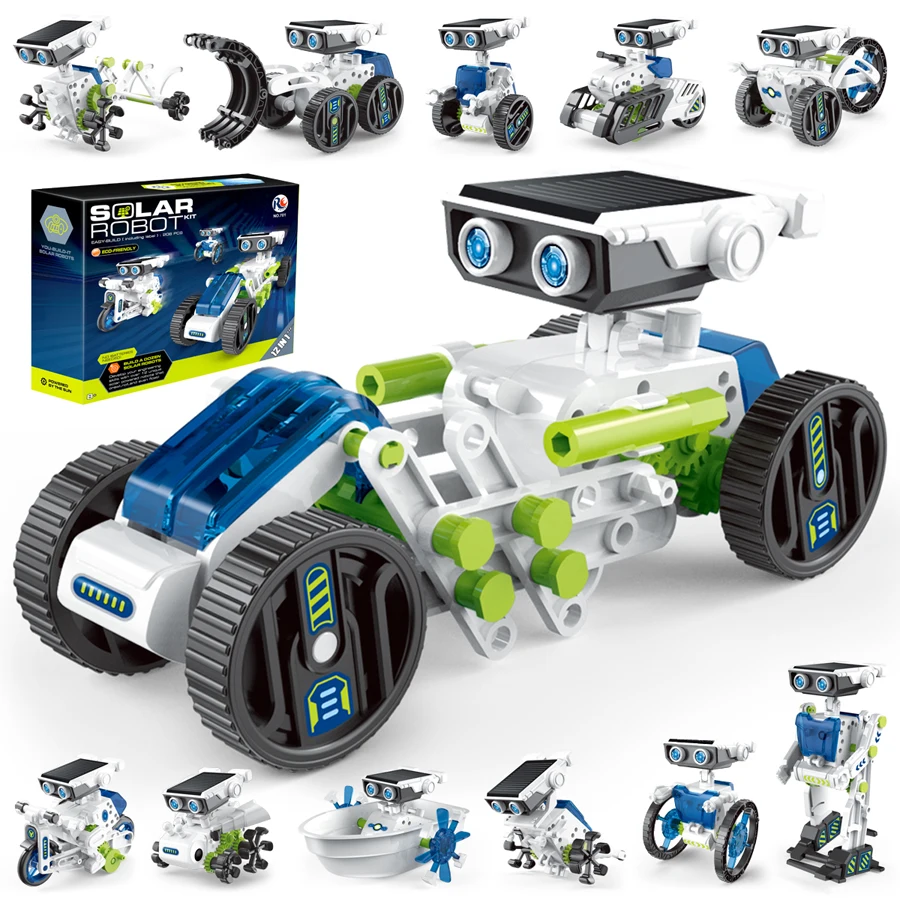 12 in 1 Science Experiment Solar Robot Toy DIY Building Powered Learning Tool Education Robots Technological Gadgets Kit for Kid