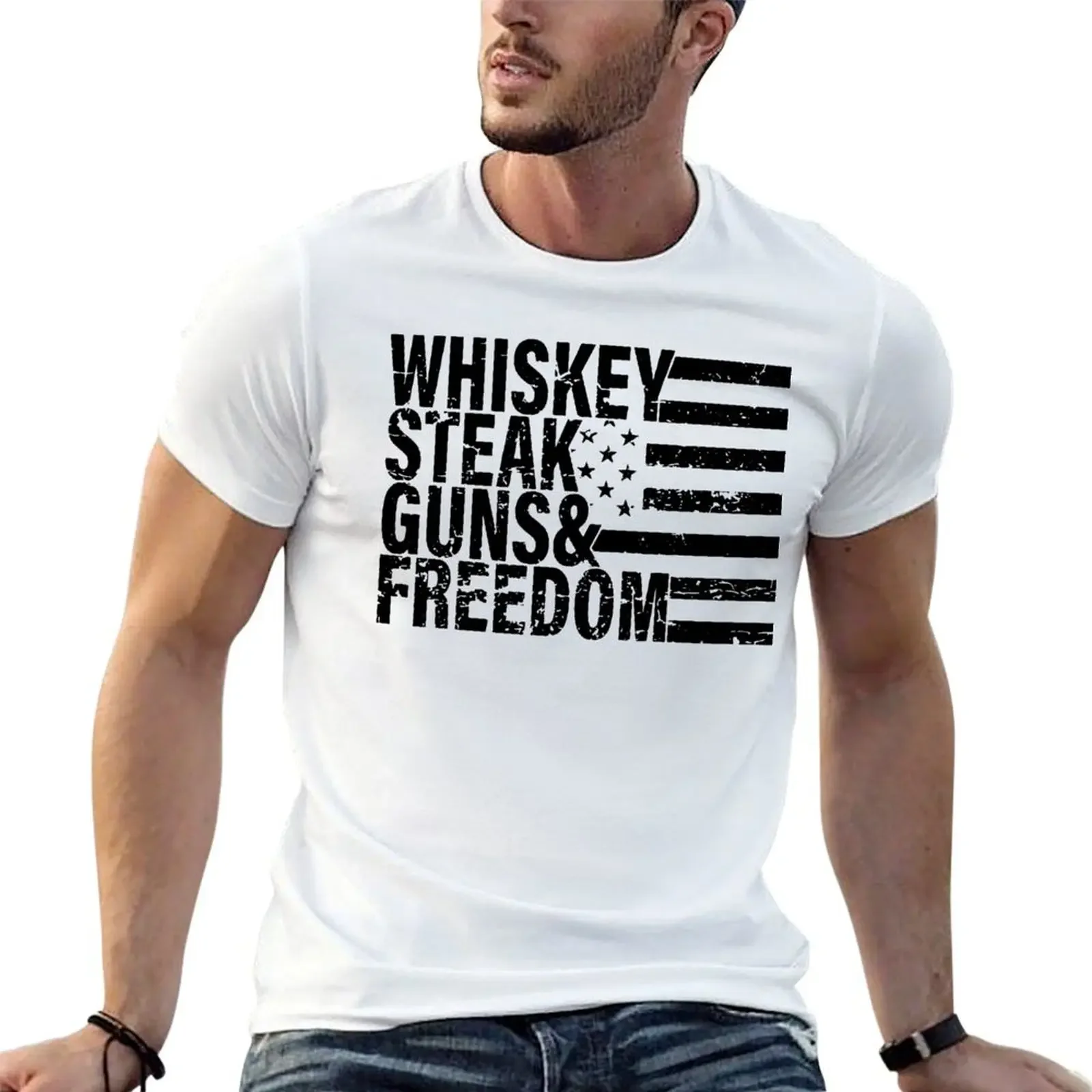 

Whiskey Steak Guns Freedom - 4th July T-Shirt vintage summer tops Men's t-shirts