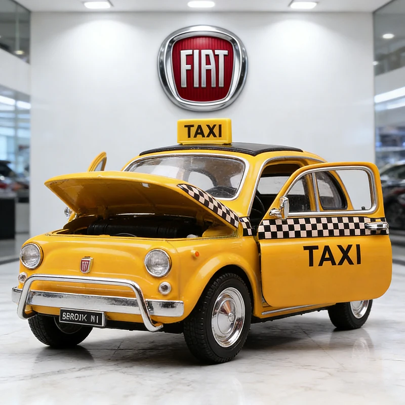 

WELLY 1:24 Nuova Fiat 500 TAXI Alloy Car Diecasts & Toy Vehicles Car Model Miniature Scale Model Car Toy For Children