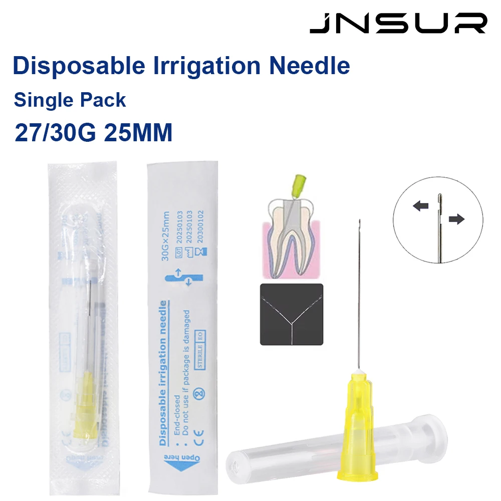 

JNSUR 27G/30G Individual Pack Irrigation Needles 100pcs Endodontics Irrigator Tips Disposable Root Canal Cleaning Dentistry