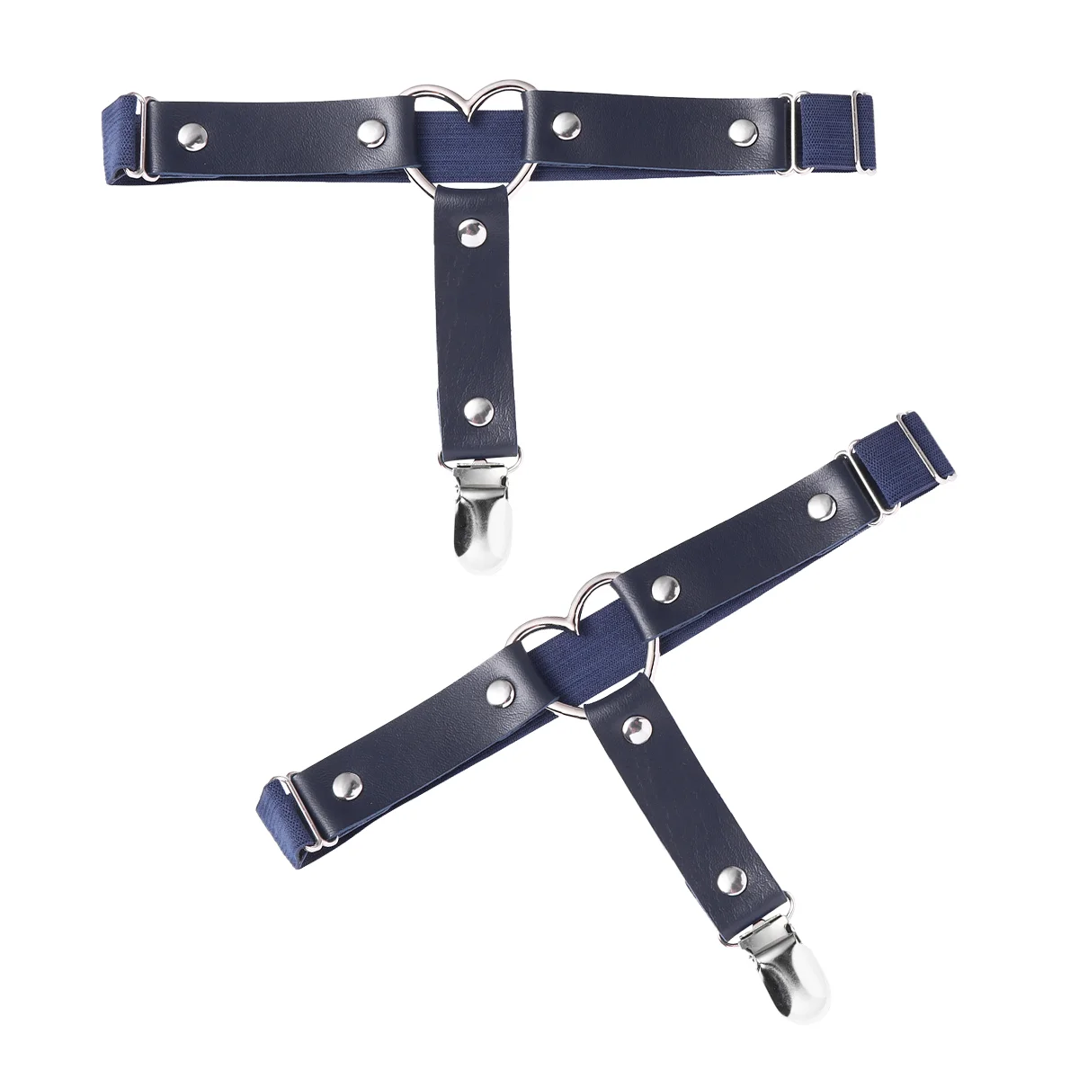 2pcs Garters Punk Loving Heart Handmade Simple Punk Hip-Hop Leg Ring (Dark Blue) leg binding harness