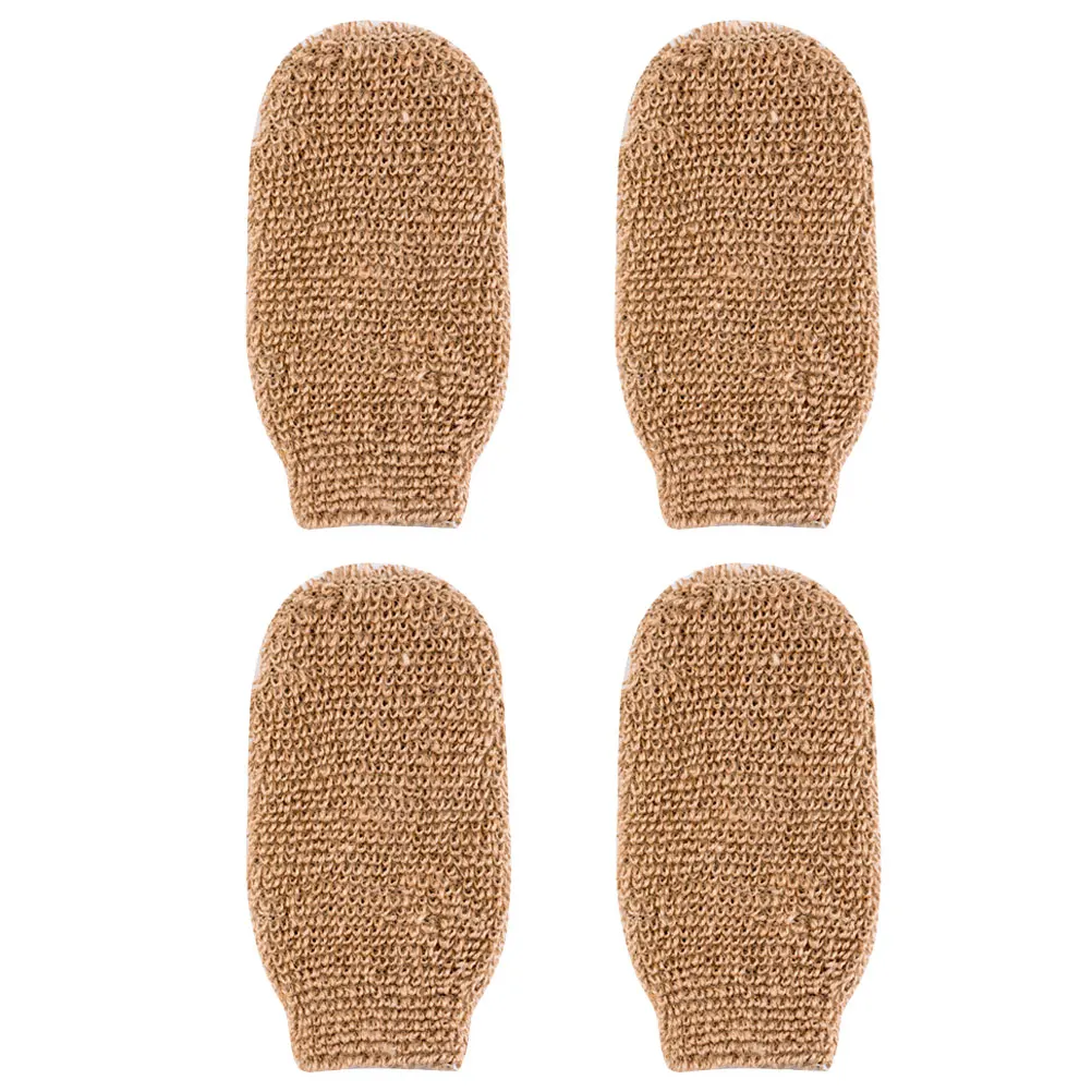 

4 Pcs Jute Bath Gloves Exfoliating Shower Body Mitt Flax Exfoliations Scrubber