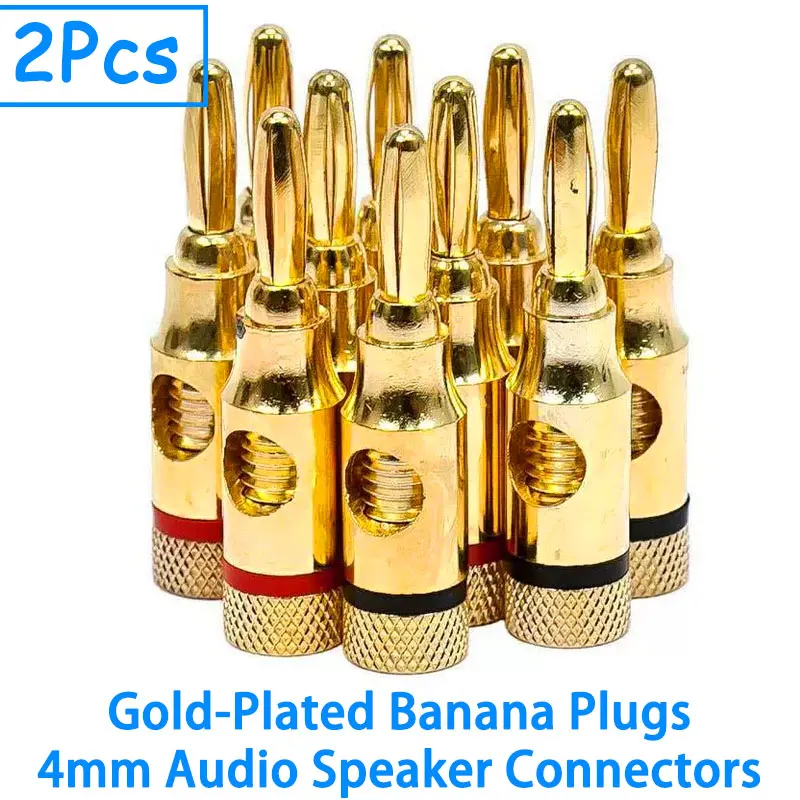 

2Pcs 24k Gold-Plated Banana Plugs 4mm Audio Speaker Connectors for Musical Cables & Speaker Jacks Durable Pin Plugs