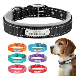 Reflective Nylon Dog Collar Personalized Pet Collar Anti-lost ID Tag Custom Dog Name Collars For Small Medium Large Dogs Pitbull