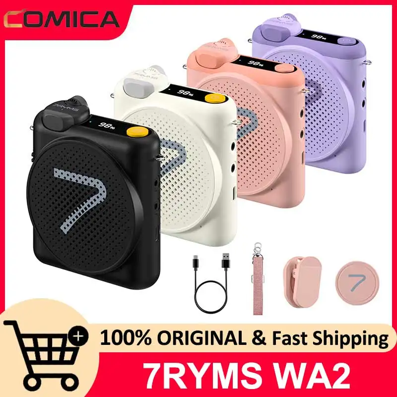 

Портативный усилитель голоса 7RYMS WA2 с беспроводным петличным микрофоном, отключением в один клик для учителей, туристических путеводителей, йоги, фитнеса