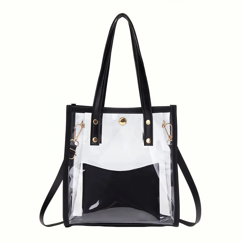 Damen Mini Transparente PVC-Tragetasche Sommer Durchsichtige Jelly-Handtasche mit Abnehmbarem Schulterriemen