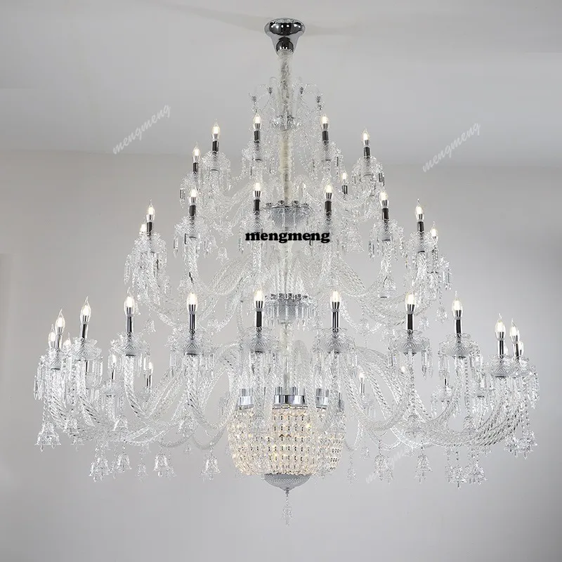 

European-style hotel lobby crystal chandelier villa living room duplex building crystal lamp club staircase lamp