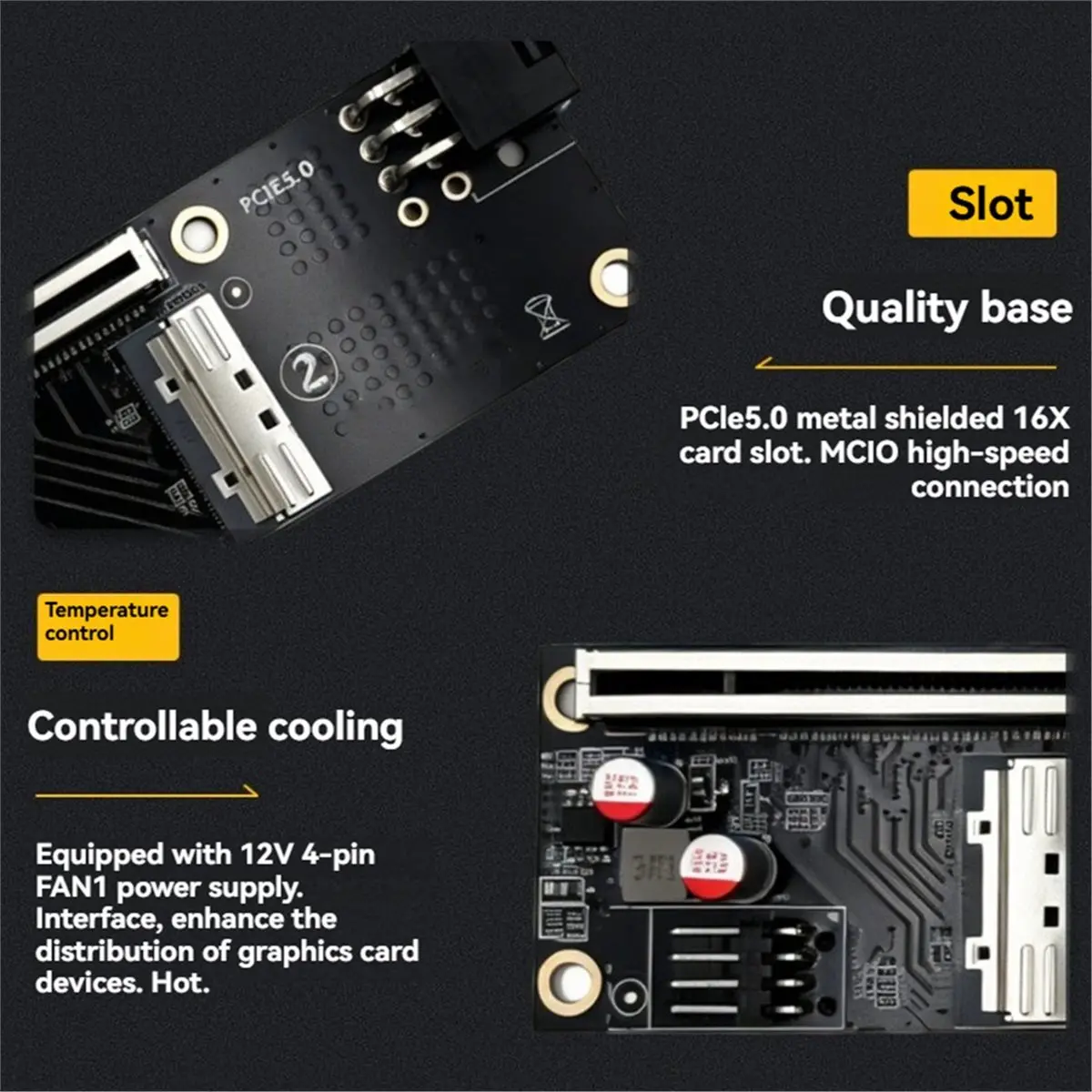618メガセール-2ポートmcio-50-to-pci-e-50-x16アダプターカード-gpu-6ピン電源ポート付き-グラフィックカードサーバー用