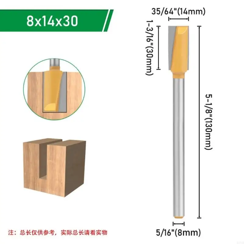 8mm Long Shank Carbides Woodworking Router Bit For Smooth Bottom Cutting And Reduced Clogging M4YD