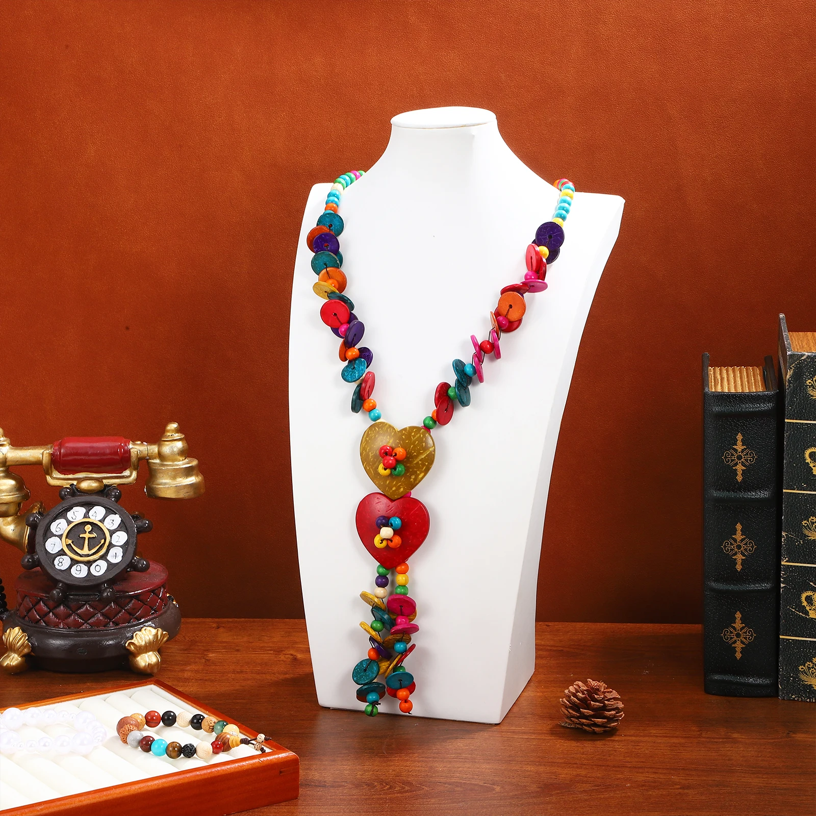 

Heart Pendant Necklace Beach Necklaces Beads Rope Colorful Boho Jewelry Girl Newborn
