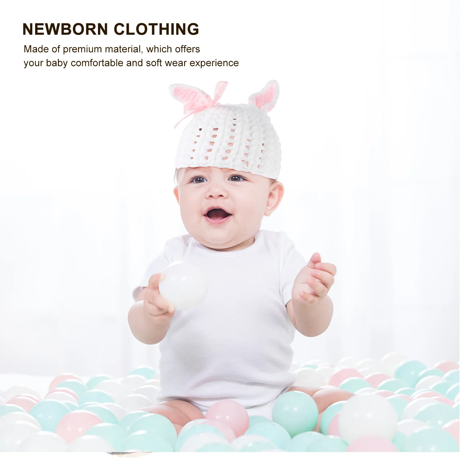 

1 комплект одежды для фотосъемки новорожденных, вязаная крючком шапка с кроликом, брюки, очаровательный реквизит для глаз, наряд для фотосъемки новорожденных