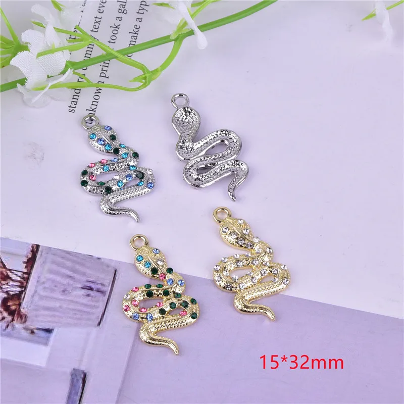 10pcs/pack Crystal Snake Metal Charms for Earring DIY Fashion Jewelry Accessories