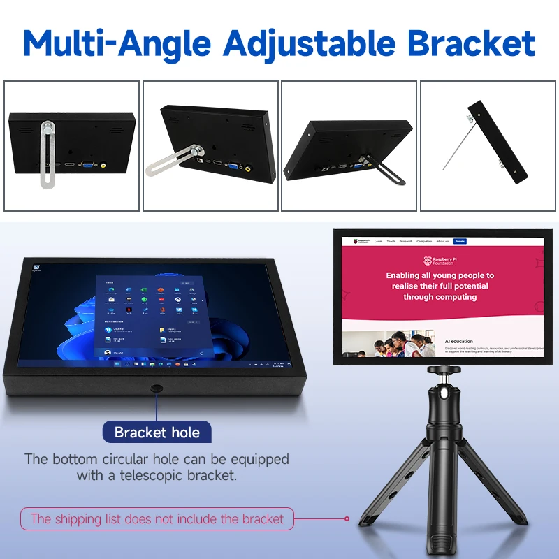 7 Inch Portable Monitor 1024x600 IPS LCD HDMI-compatible VGA AV Input DC Type C Power  Screen for PC Laptop Camera TV Box DVD