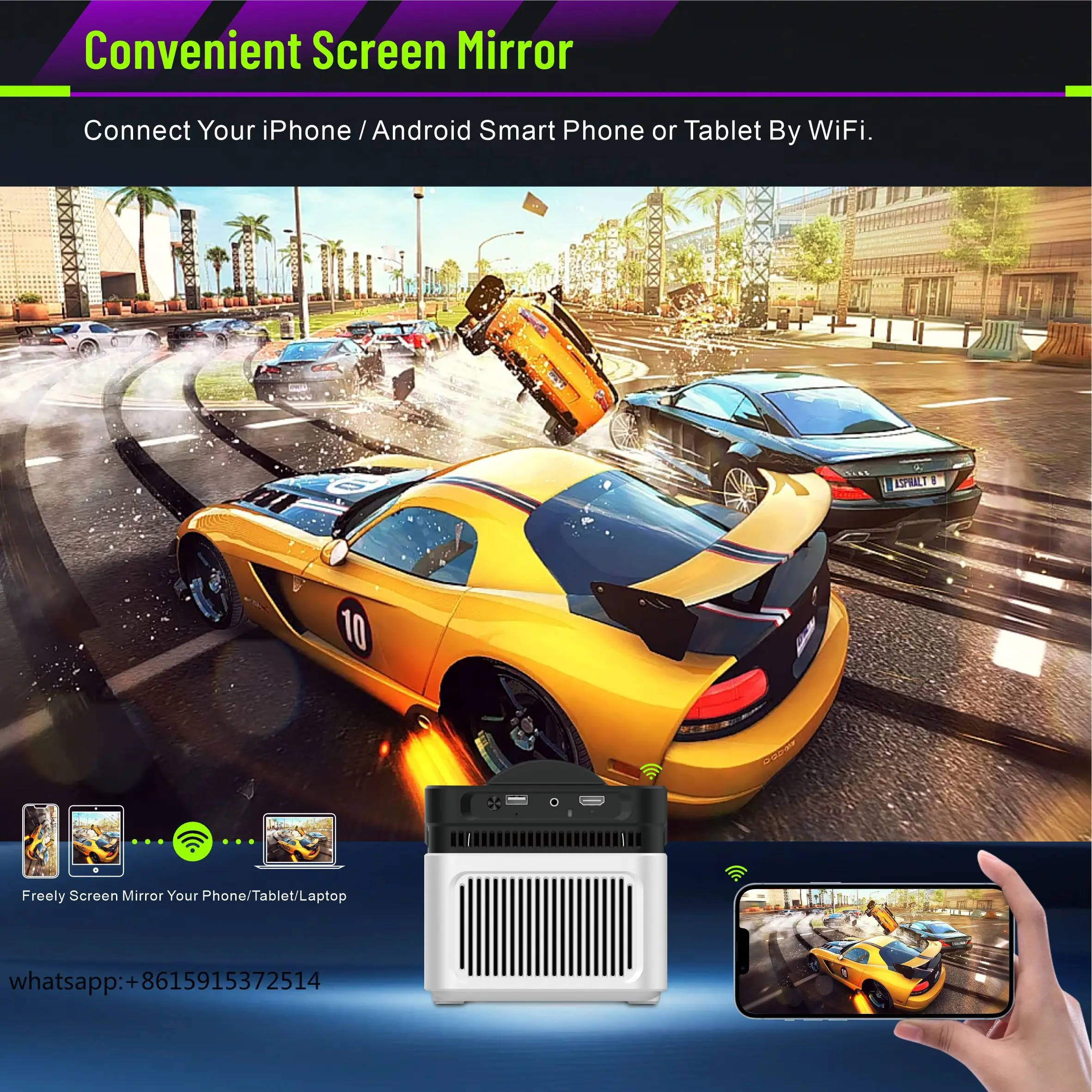 MOQ Rendah OEM/ODM Android Mendukung 4K HY450 Proyektor Portabel Mini Proyektor LED Proyektor Mini Proyektor Portabel Mini Pintar 4K