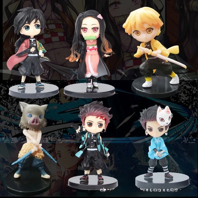 

6Pcs Demon Slayer Cartoon Dolls Anime Action Figure Kamado Tanjirou Nezuko Car Desk Decoration Model Christmas Gift For Children