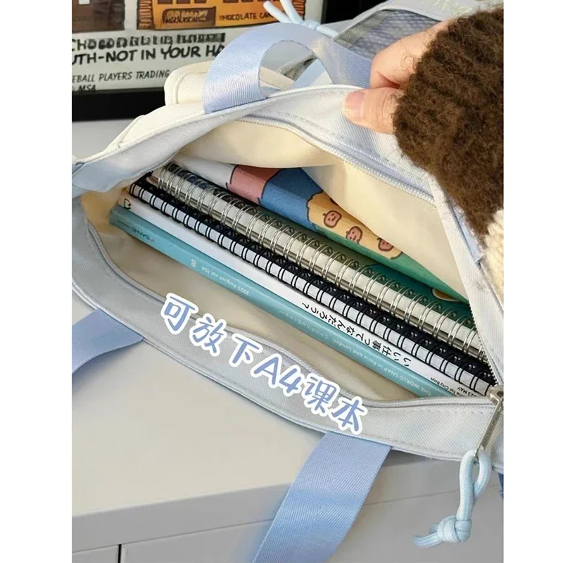 HAEX Kawaii Women Bags 2024 Casual Nylon College Students Crossbody Shoulder Bolso Mujer Patchwork Large Capacity Bag Female