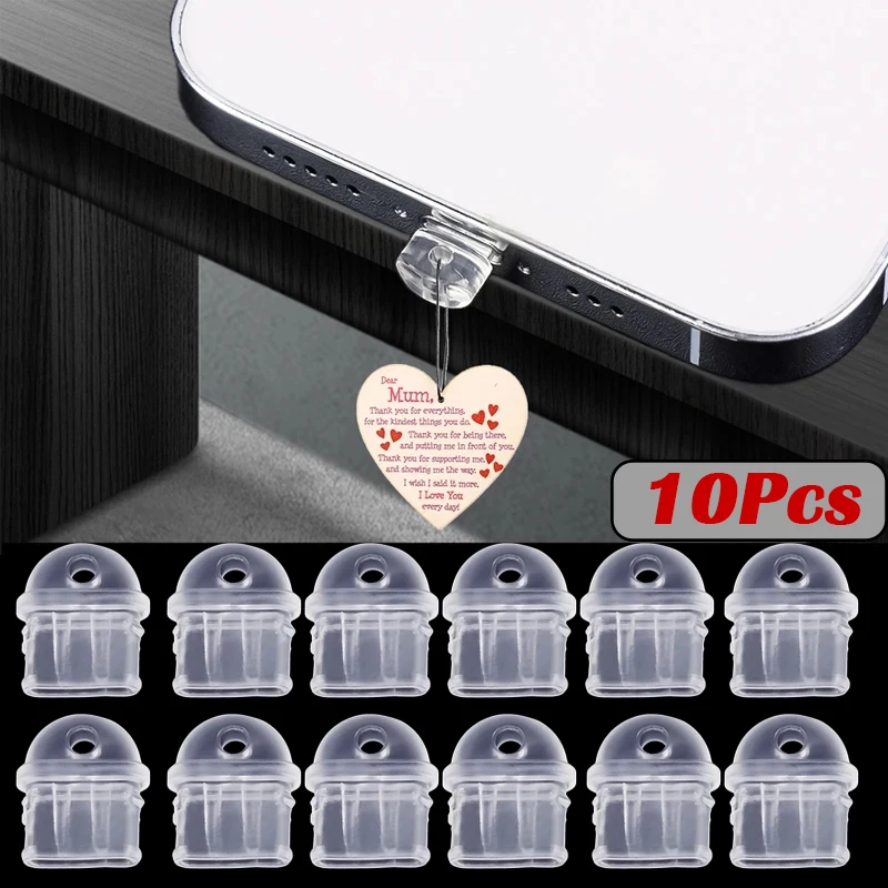 DIY Dust Plug Transparent Type C Anti Dust Cap Charge Port Plug For Xiaomi Samsung Huawei Dust Protection Stopper Pendant