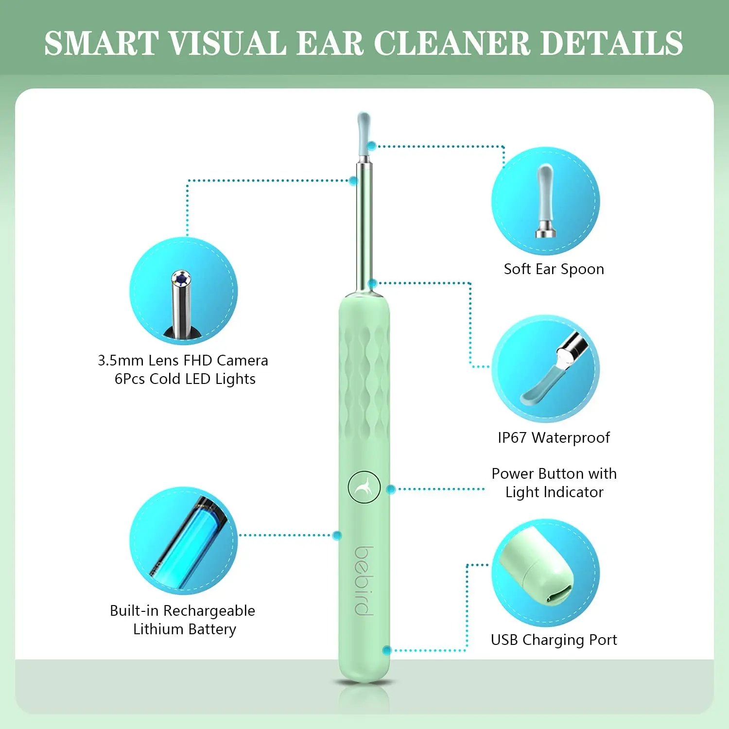 2022 Xiaoni Youpin Bebird R3 Ear Cleaner Camera Earwax Removal Tool Waterproof Dustproof Fogproof  Lens Silicone Ear Tips