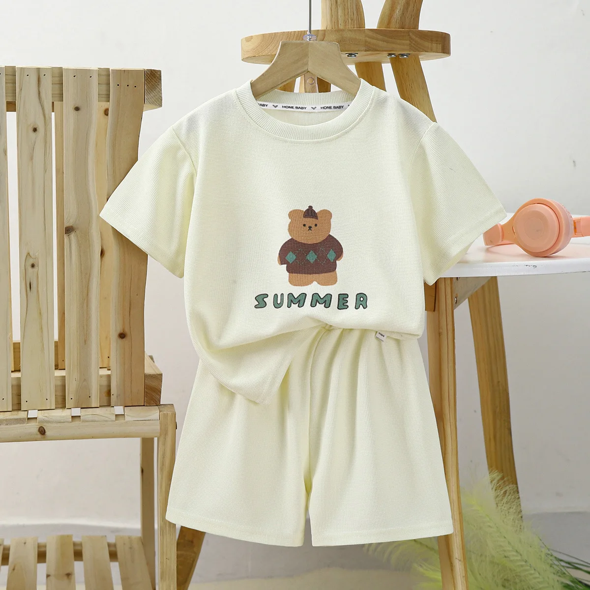 2PCChildren\'s Short Sleeve Set Summer New Boys and Girls T-shirts and Shorts Clothing Set Baby Summer Children\'s Outfits