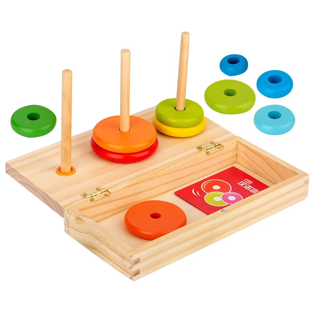 مجموعة واحدة من حلقات برج هانوي الملونة القابلة للتكديس، حلقة الطفل، التنمية المعرفية، التنسيق بين اليد والعين، لعبة تعليمية #1