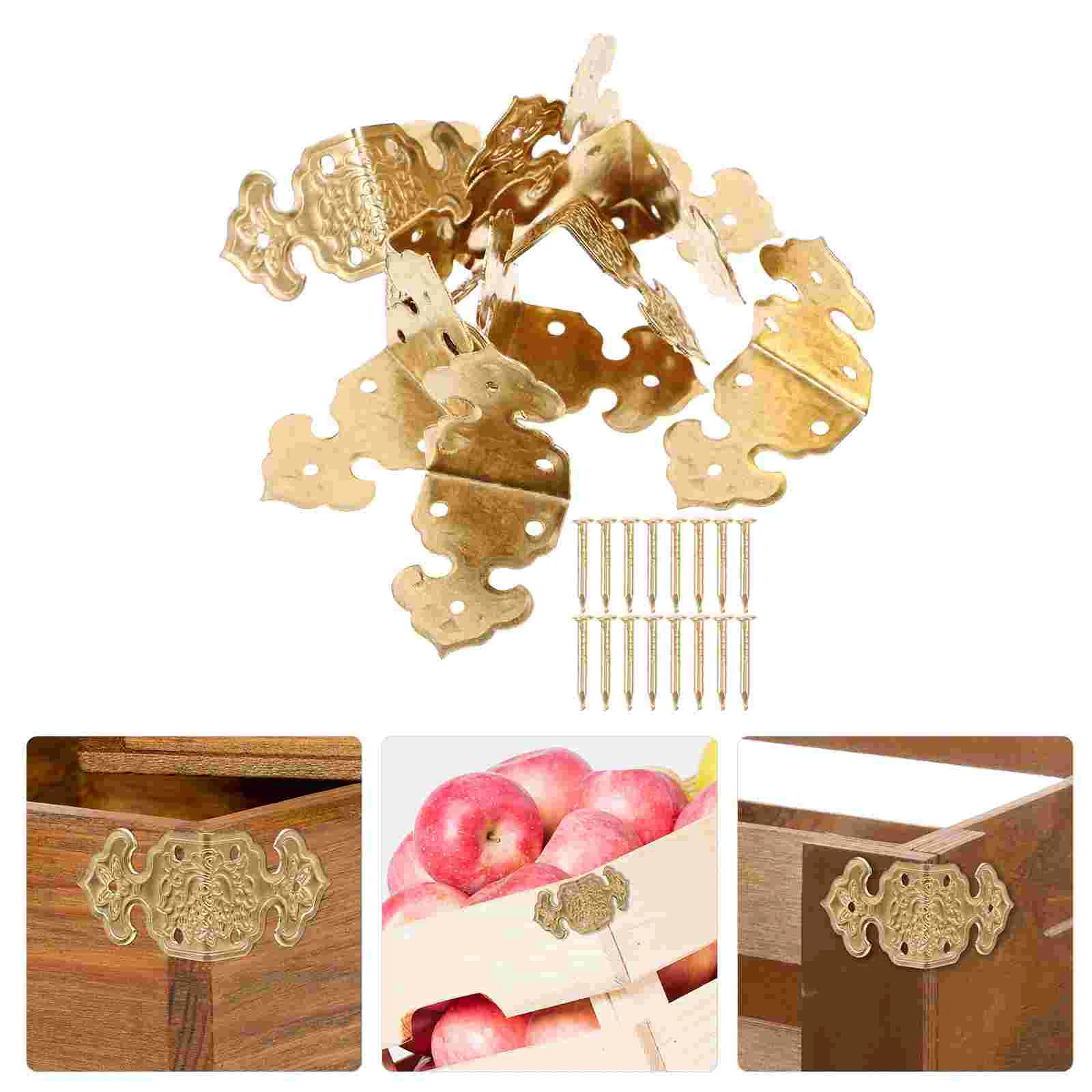 

Metal Corner Protectors Jewelry Case Guard Book for Books Protective Guards Brass Corners Vintage Furniture Boxes