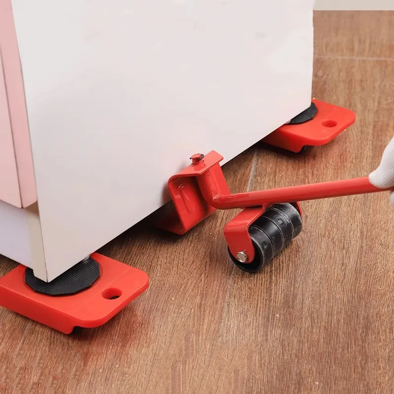 Furniture Moving Transport Roller Set Removal Lifting Moving Tool Set Wheel Bar Mover Moving Heavy Stuffs Device Hand Tool