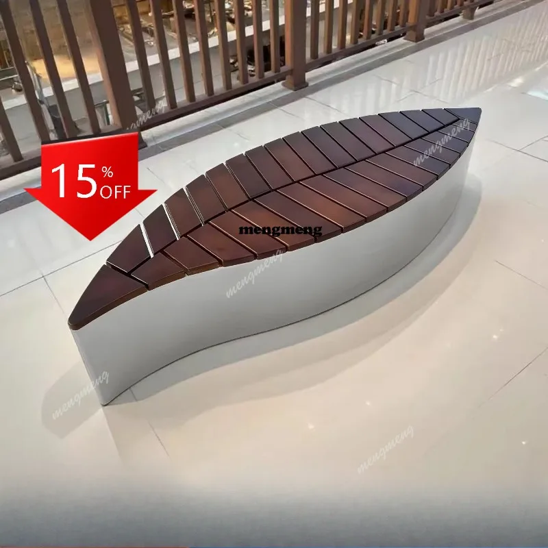 

Креативная скамья 01A нестандартной формы из нержавеющей стали и массива дерева для торговых центров, площадей, общественных зон, с возможностью индивидуального заказа.