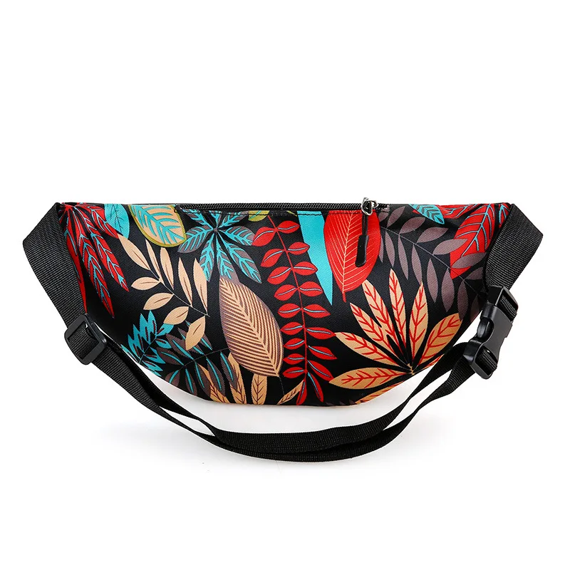 Bolso de cintura de doble capa de nailon para mujer, bolso de cintura con estampado informal, bolso de un solo hombro para teléfono, nuevo estilo de verano