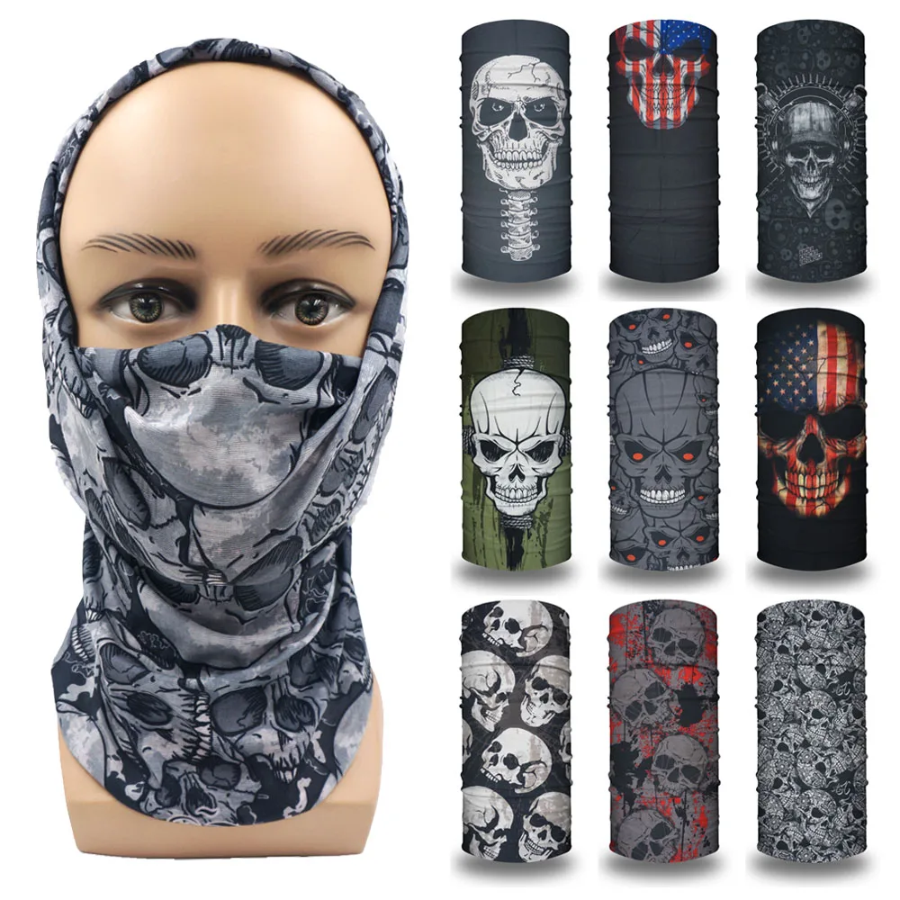 

01-31 Seamless Holloween Skull Bandana Skeleton Cycling Neck Gaiter Ski Face Cover Headband Mask Outdoor Sports Multi Use Scarf