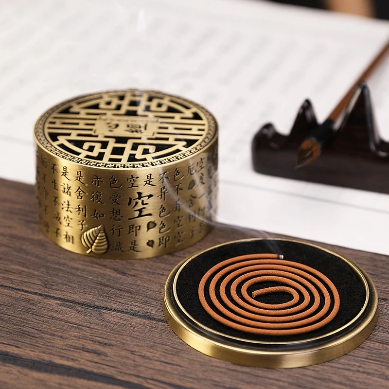 Heart Meridian Hollow Imitation Copper Plate Incense Burner DIY Household Indoor Tower Incense Burner Tea Ceremony Ornaments