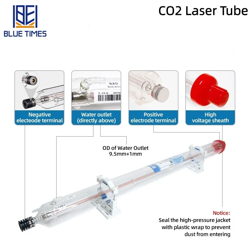 Bluetimes 100-130W CO2 Laser Tube A4s/H4/R5 Length1462/1433/1450mm For Cutting/Engraving Machine Replacement Spare Tube