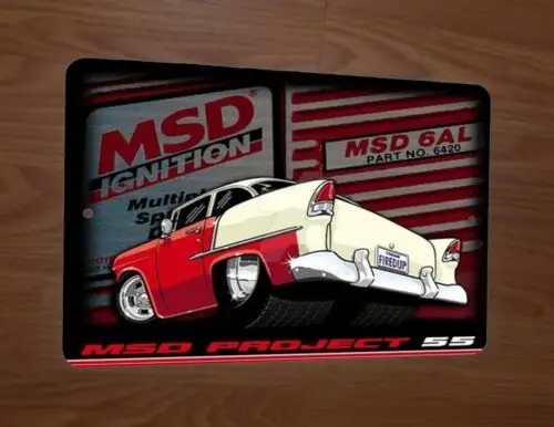 MSD Project 55 Firedup Cartoon Car Artwork 8x12 Metal Wall Sign sign sign