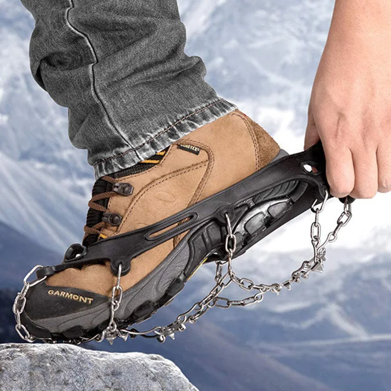 Anti Slip Hiking Climbing Snow Spikes Crampons Cleats Chain Claws Grips Boots Cover Tomshoo 32 Teeth Ice Gripper Spike For Shoes