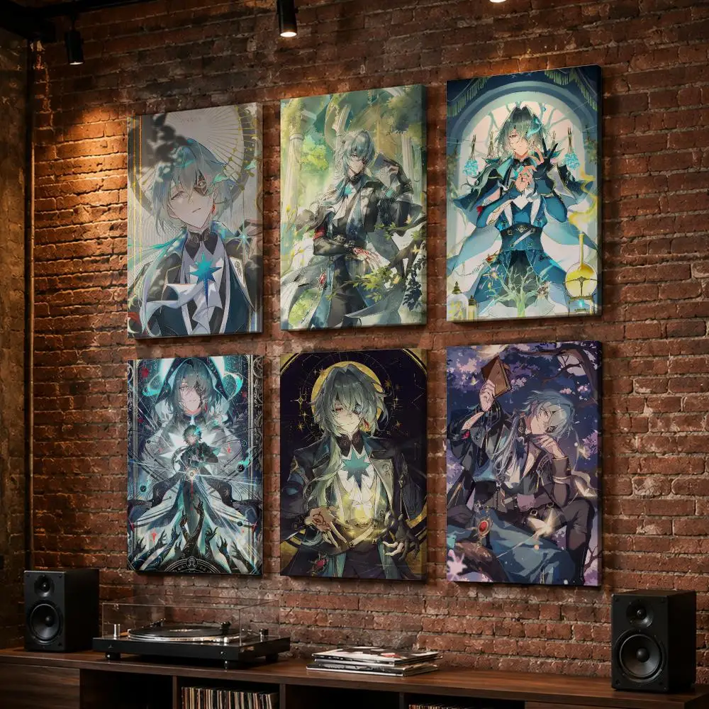 Anaxa Honkai Star Rail Game Framed Wall Painting Wood Framed Wall Art Print For Bedroom Living Room Hallway Office Home Decor