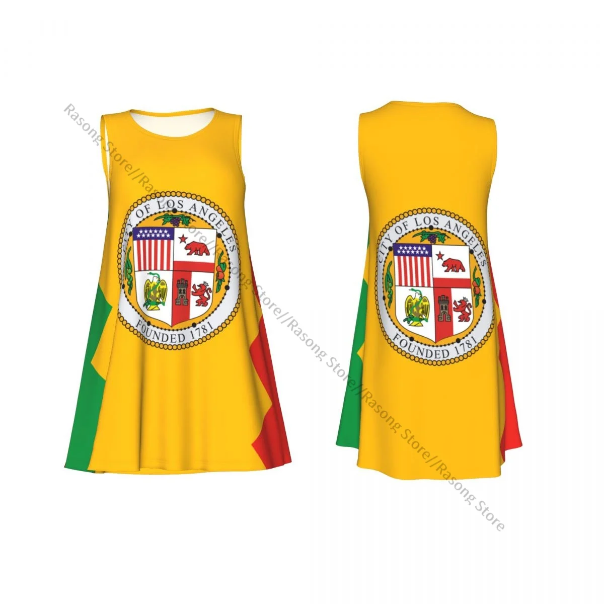 Vestido chaleco de verano Bandera de Los Ángeles California Vestidos femeninos sin mangas