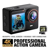 4K 60FPS WiFi Anti-shake Action Camera Dual Screen 170 Wide Angle 30m Waterproof Sport Camera with Remote Control