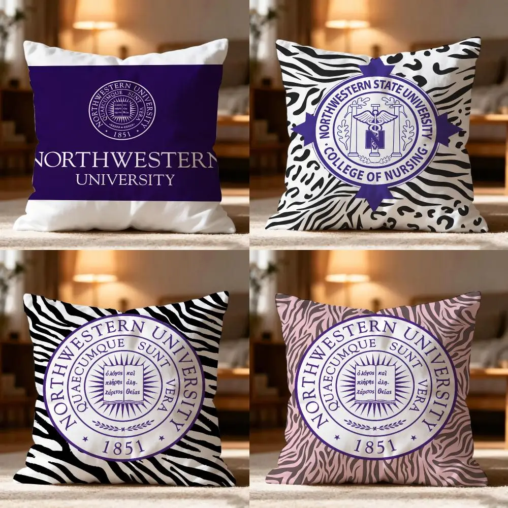 Northwestern University Cushion Cover Cushion Cover Soft Washable Pillow Case Multi-Scene For Couch Bed Travel Office Use