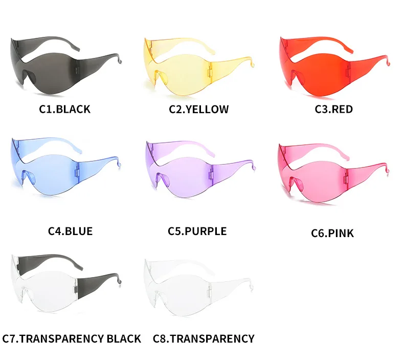 Übergroße Y2K Punk Randlose Sonnenbrille für Damen und Herren, Großer Rahmen Steampunk Schmetterlings-Schutzbrille für Damen, 2000er-Jahre Goggle-Brillen – Detail 7