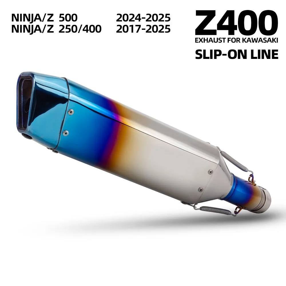 

Motorcycle Exhaust mid Pipe Slip-On Line Muffler with DB Killer for Kawasaki Ninja250 Ninja400 Ninja500 Z250 Z400 Z500 2017-2026