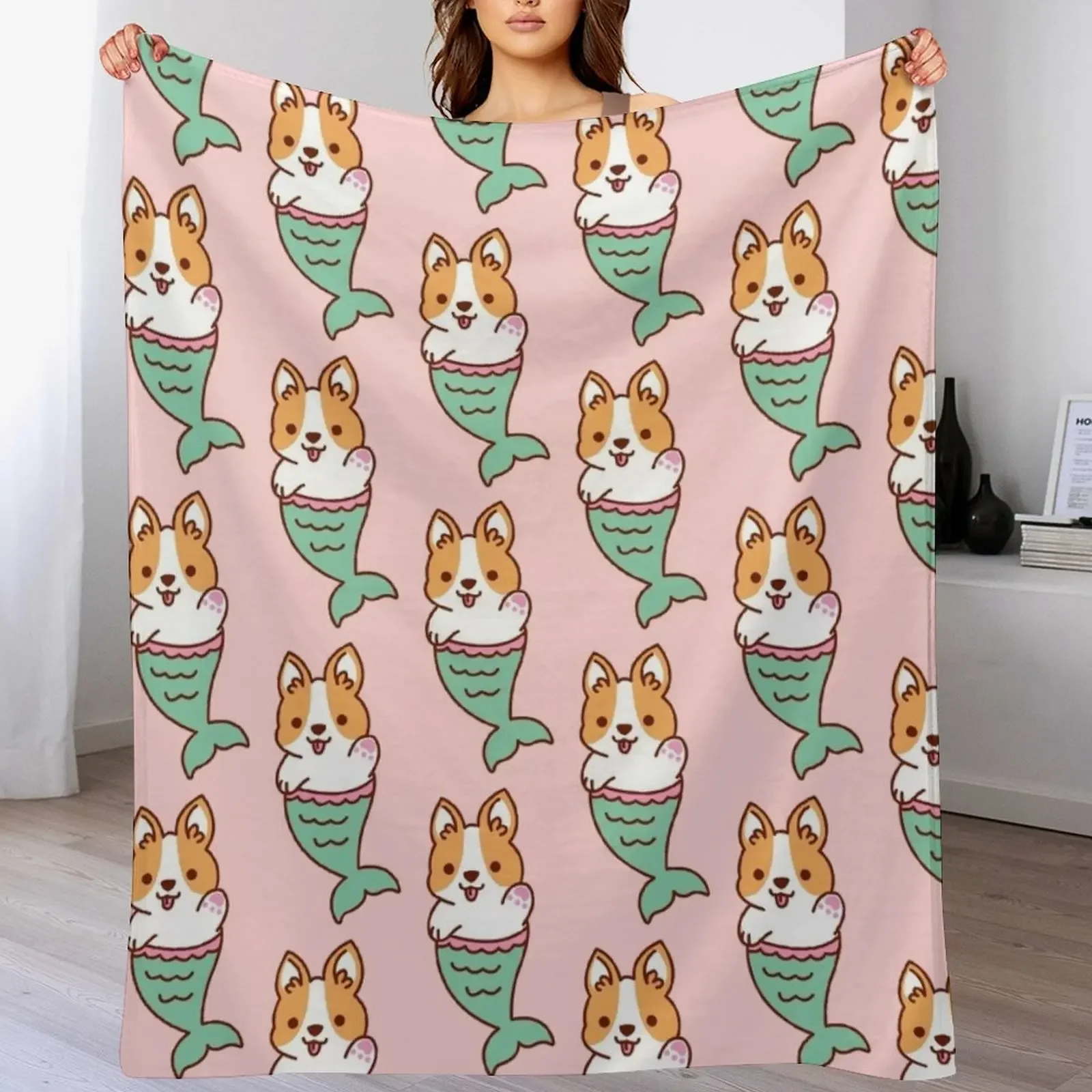 

Mermaid Corgi - Cute Corgi - Cute Mermaid - Cute Dog Throw Blanket Fluffy Cozy Throw Blanket for Home Decor