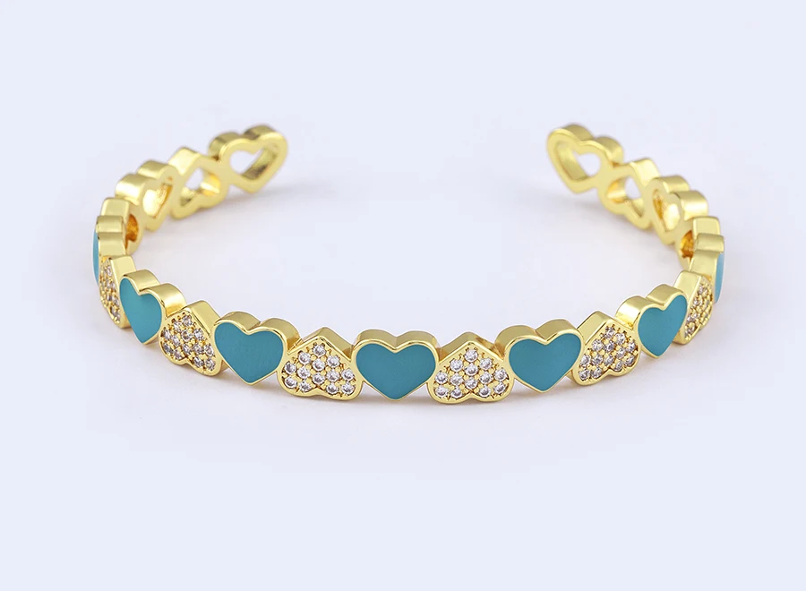Nidin Trendy 5 Farben Geöffnete Armbänder für Frauen Gold Überzogene Herz Romantische Liebe Schmuck Zubehör Emaille Verstellbare Armband Geschenk – Detail 16