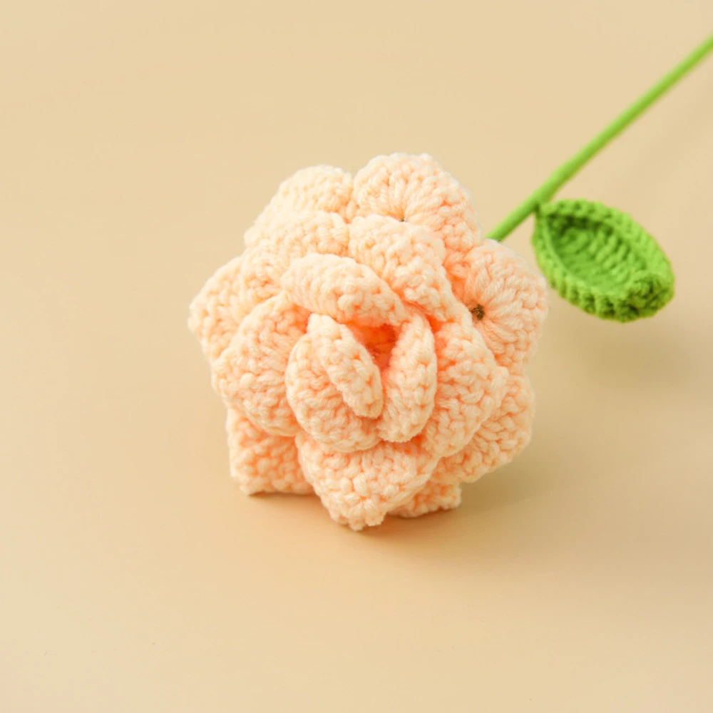 Gestrickte Rosen-Blumensträuße Gehäkelte Hochzeitssträuße Gestrickter Blumenstrauß Heim- und Partydekoration Geschenk für Freunde Abschlussstrauß – Detail 4