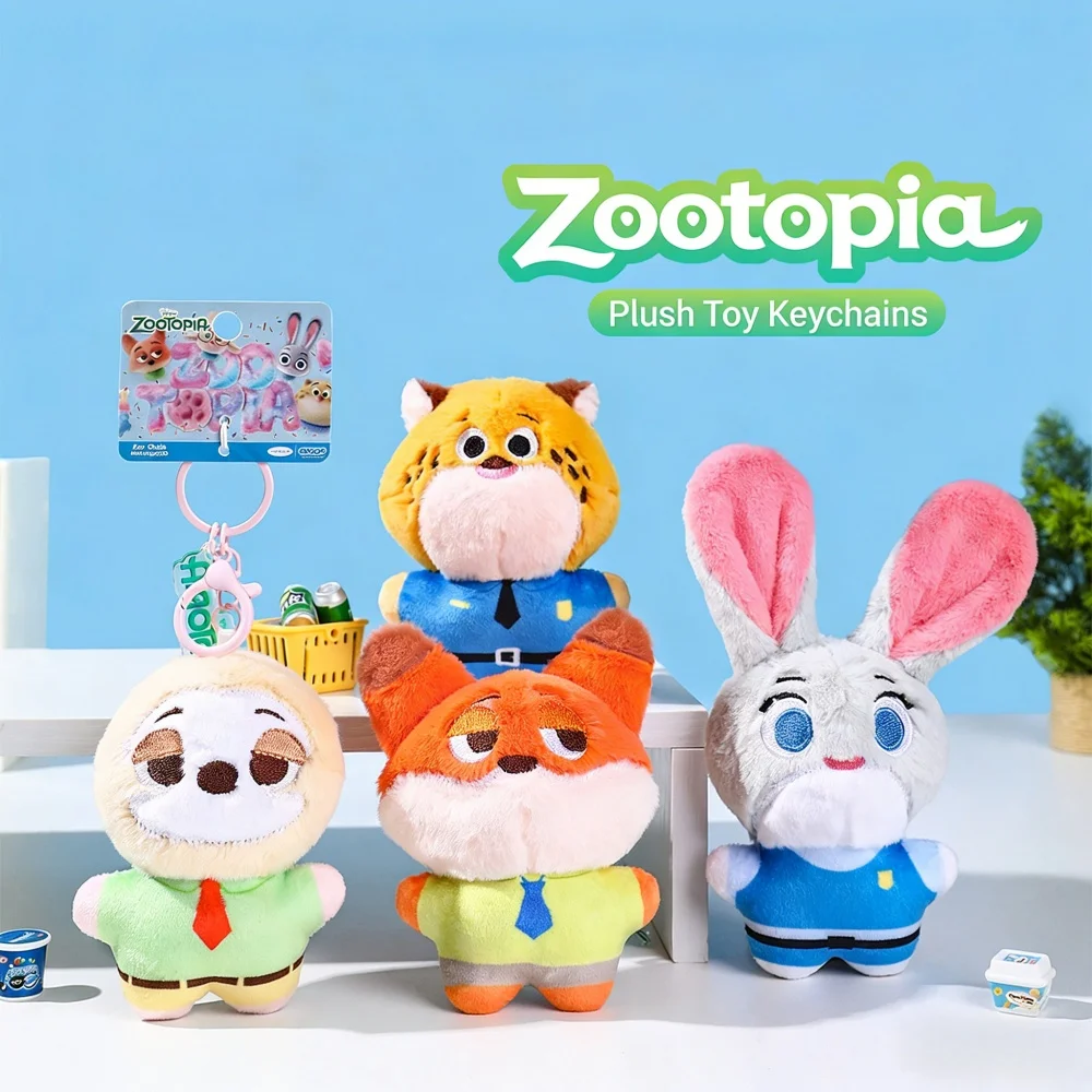 Porte-clés en peluche authentique Disney Zootopia, Judy Hopps Nick Wilde, pour sac à main, décoration mignonne, cadeau de collection, décoration